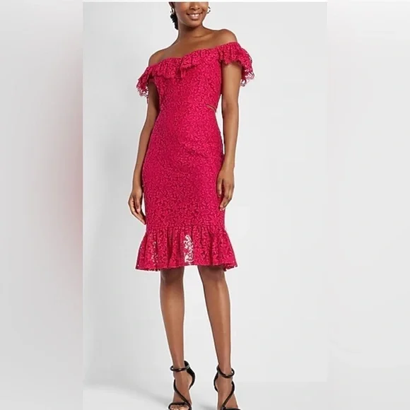 chinese dress ladies Straps Hot Pink Lace Mermaid Long Prom Dress – Ohmollydress main image 0
